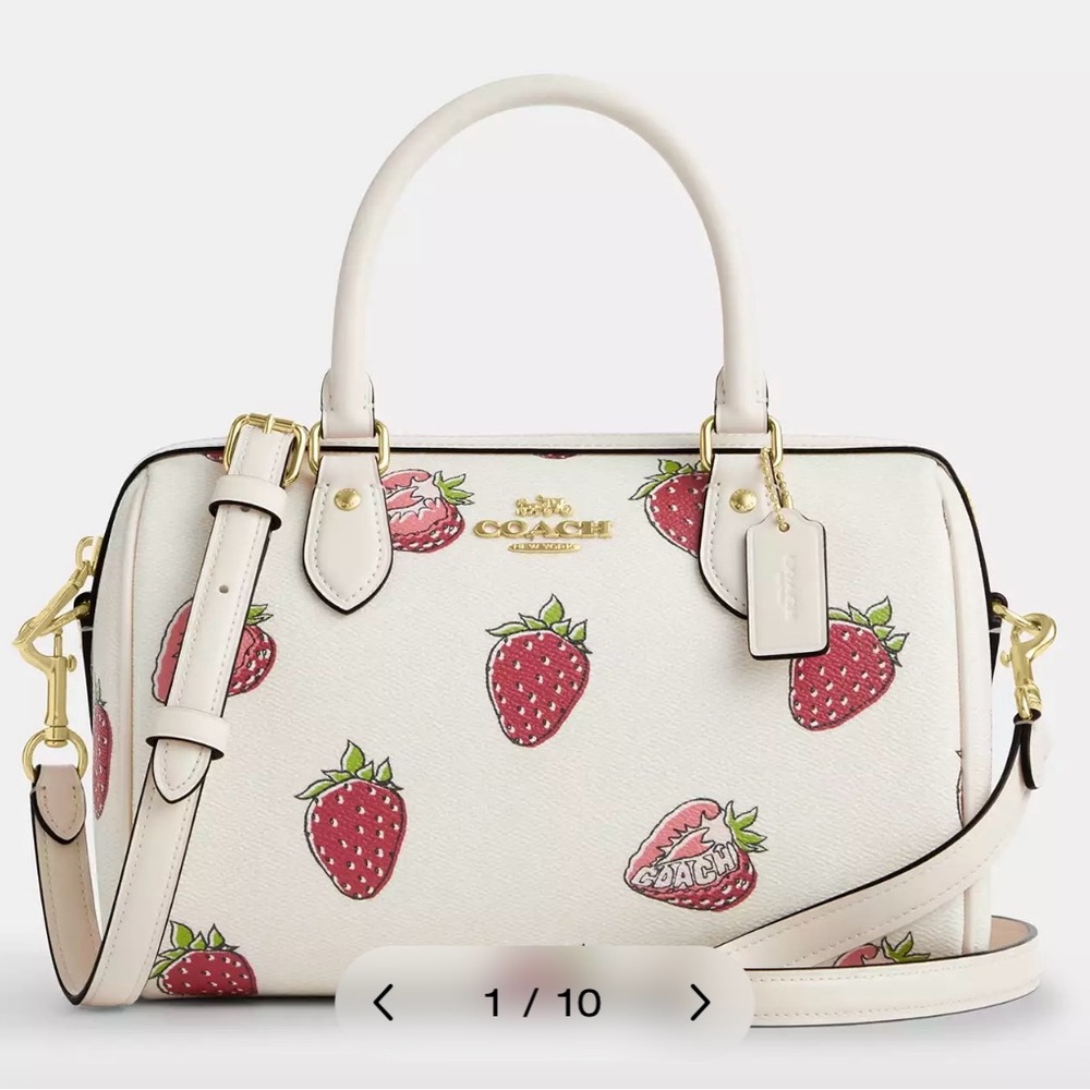 Coach Rowan Satchel Bag With Strawberry Print🍓✨ - Picture 1 of 7